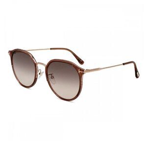 Tom Ford Sunglasses Round Full Rim, Shiny Dark Brown Frame and Brown Gradient